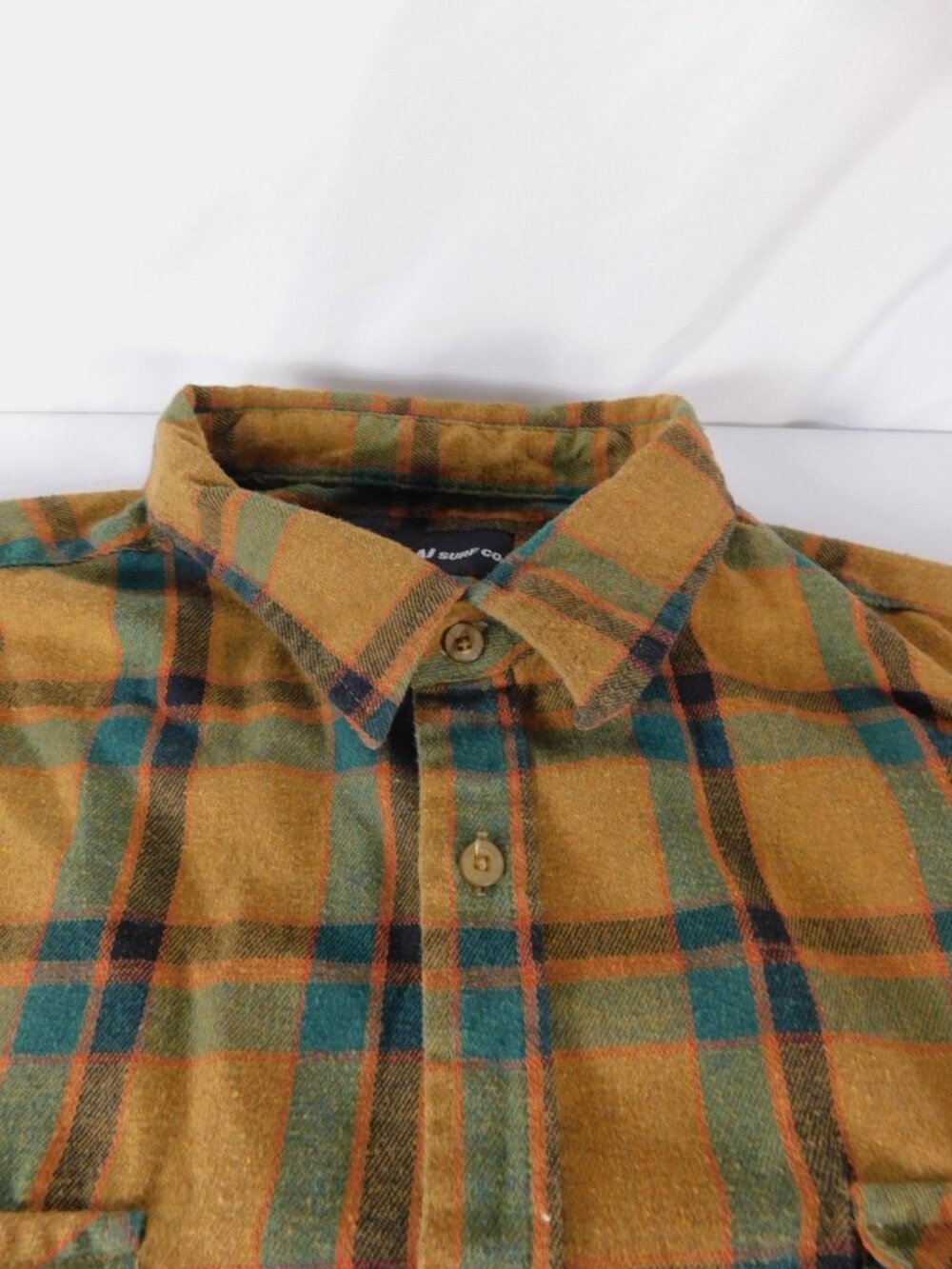 Molokai Surf Co Shirt Mens 2XL Brown Plaid Flannel Button-Up Long Sleeve Pockets - Picture 4 of 11
